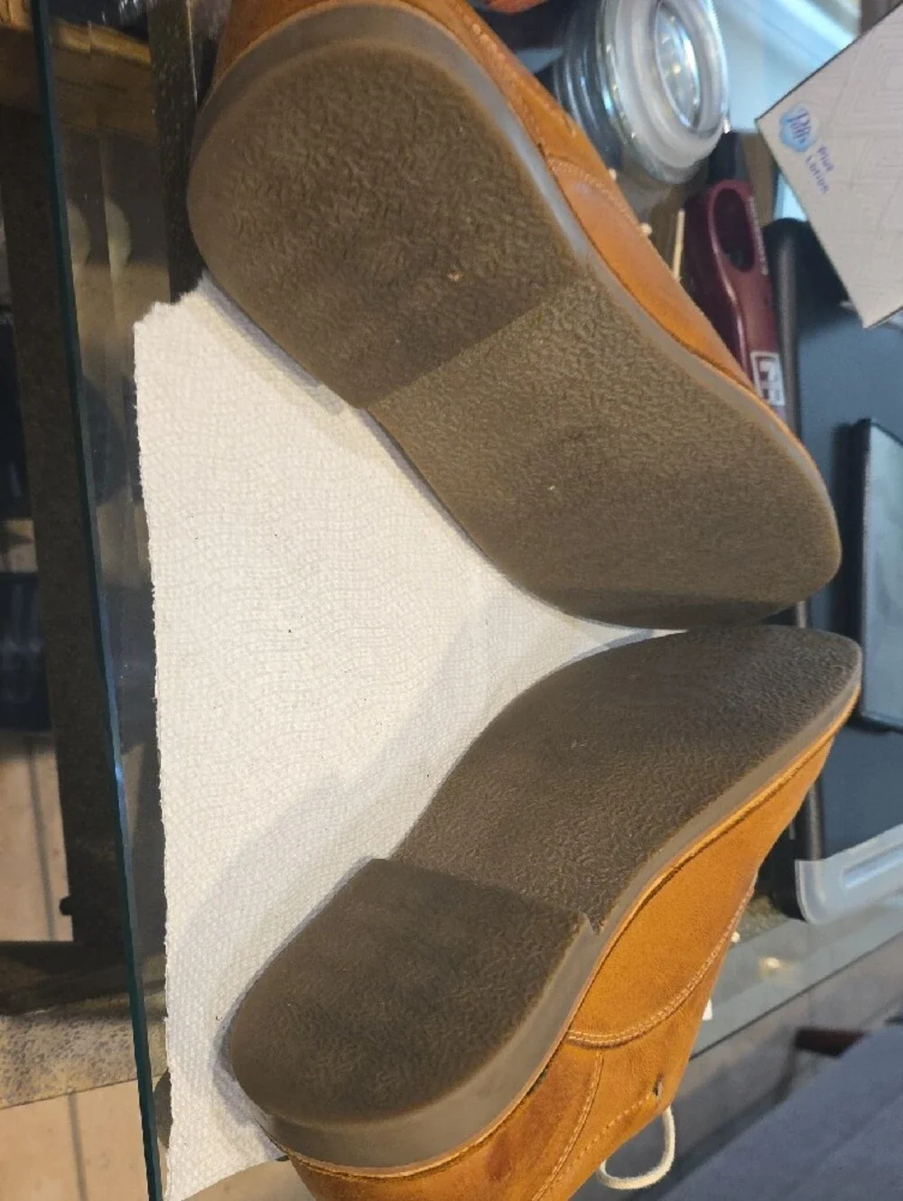 Steve Madden Brown Leather Chukka Boots with Cream Laces